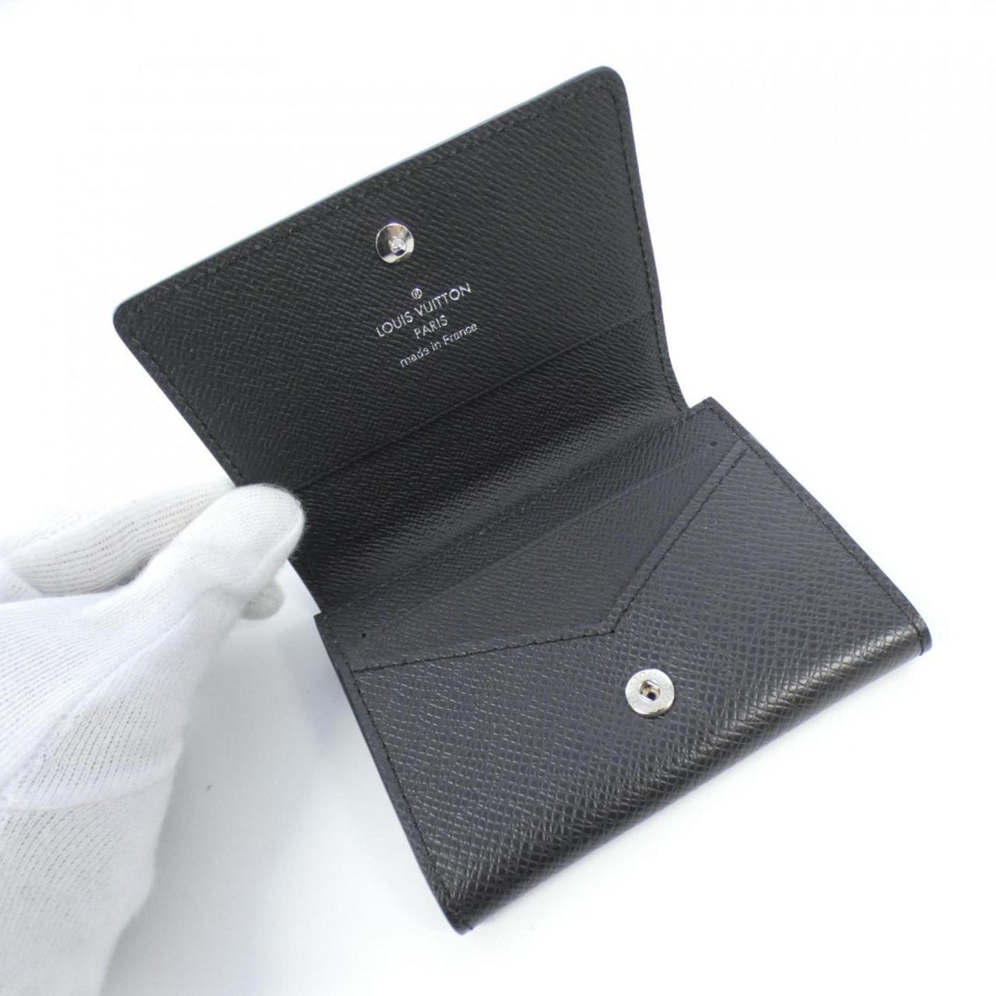 Louis Vuitton Enveloppe Carte de visite, Black, Leather, wallet