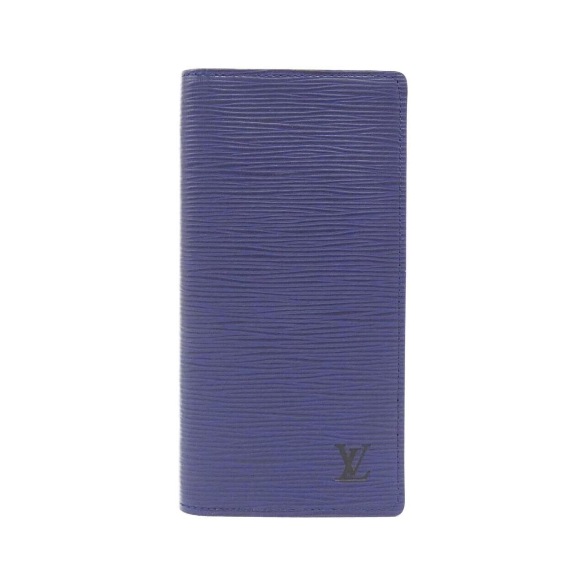 Louis Vuitton Brazza, Blue, Leather, wallet