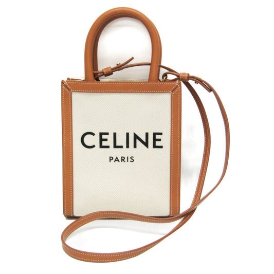 Céline Vertical Cabas, White, Canvas, handbag