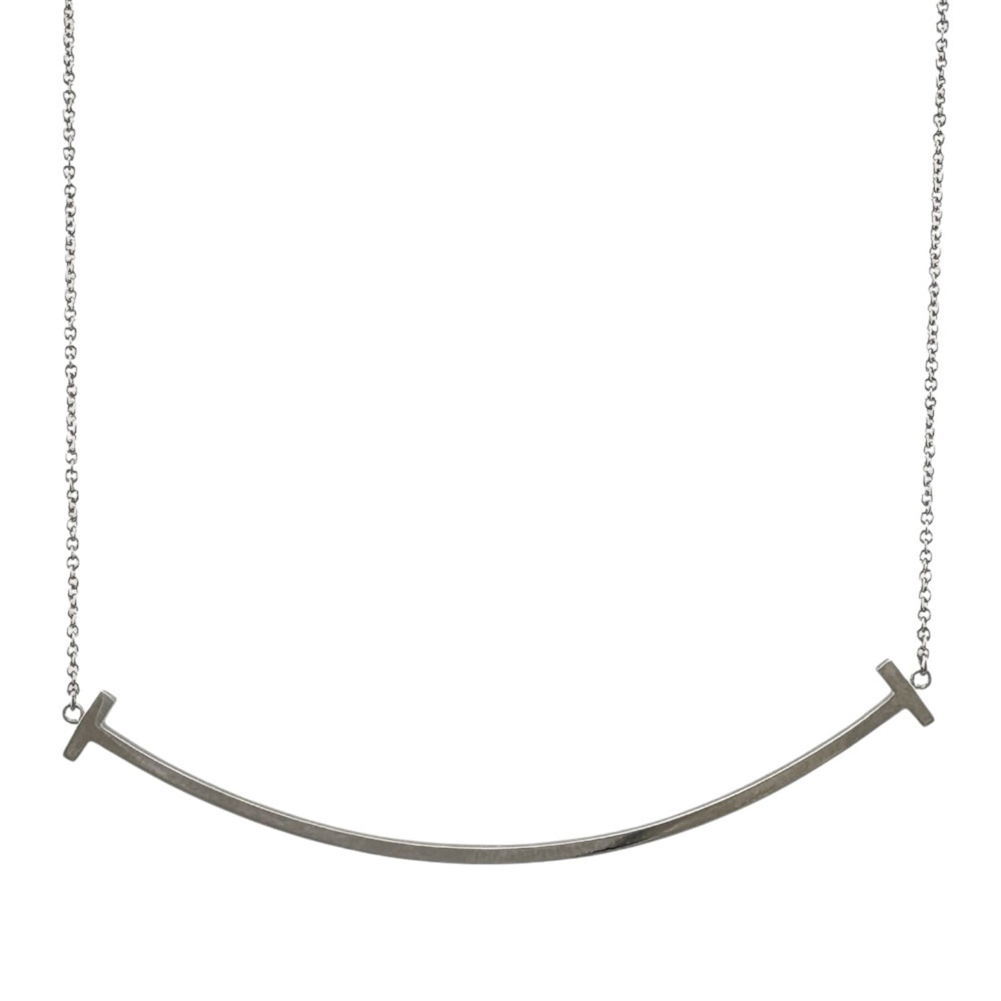 Tiffany & Co T Smile, Silver, White Gold, necklace