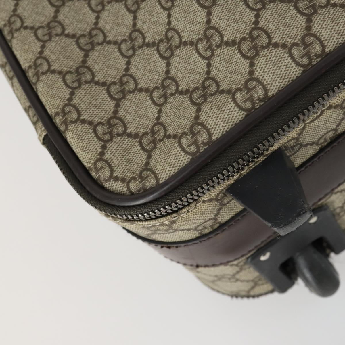 Gucci Web Trolley Rolling Luggage GG Coated Canvas, Beige, PVC, Travel Bag