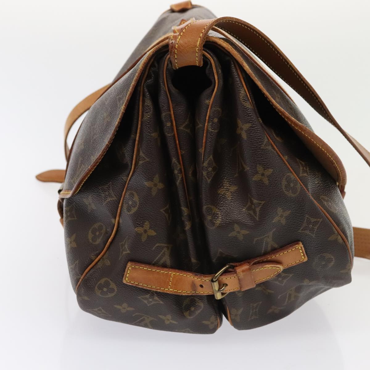 Louis Vuitton Saumur 35, Brown, Canvas, shoulder