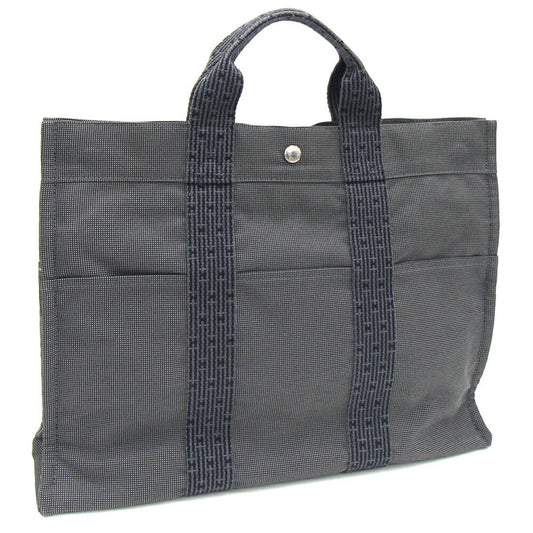 Hermès Herline, Grey, Canvas, handbag