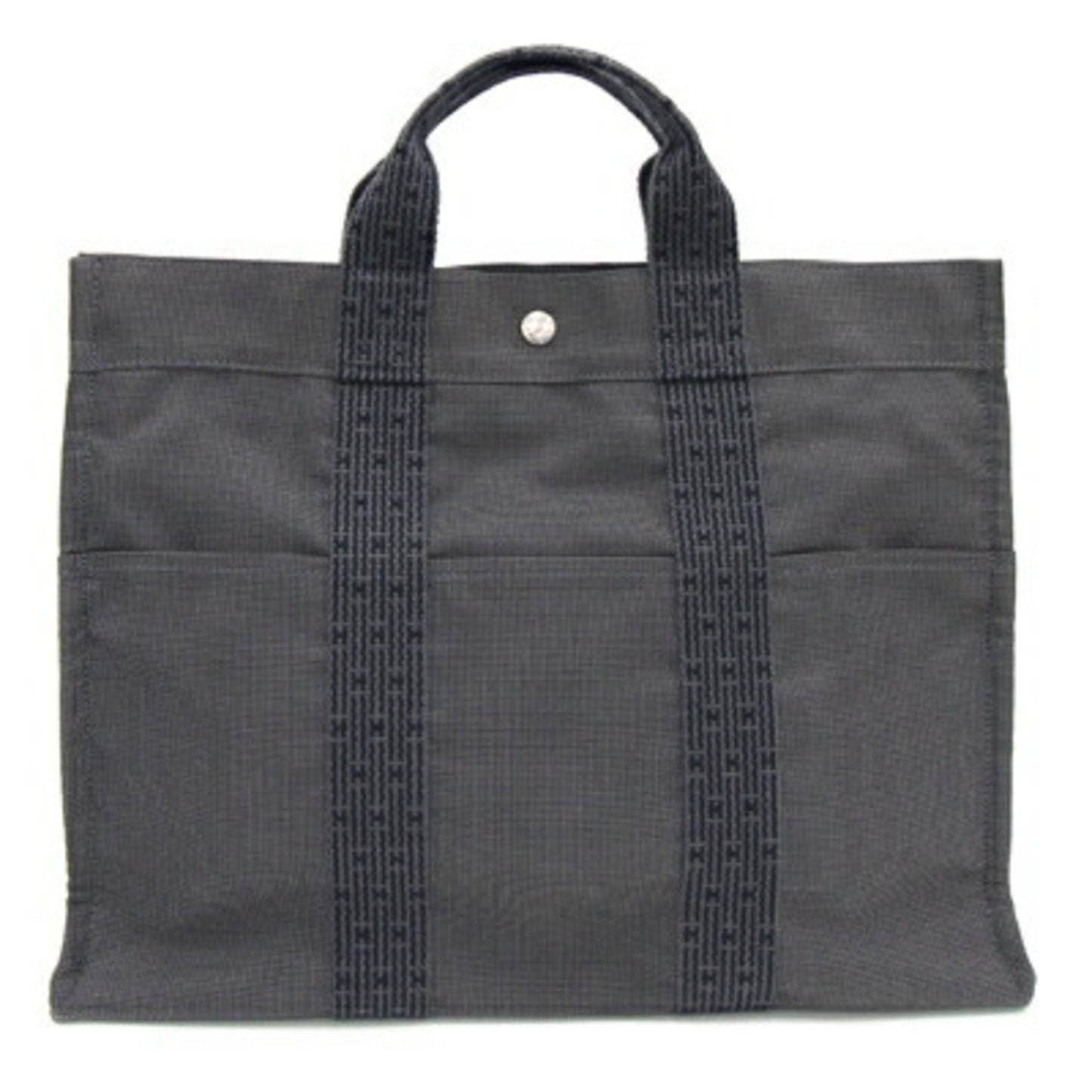 Hermès Herline, Grey, Canvas, handbag