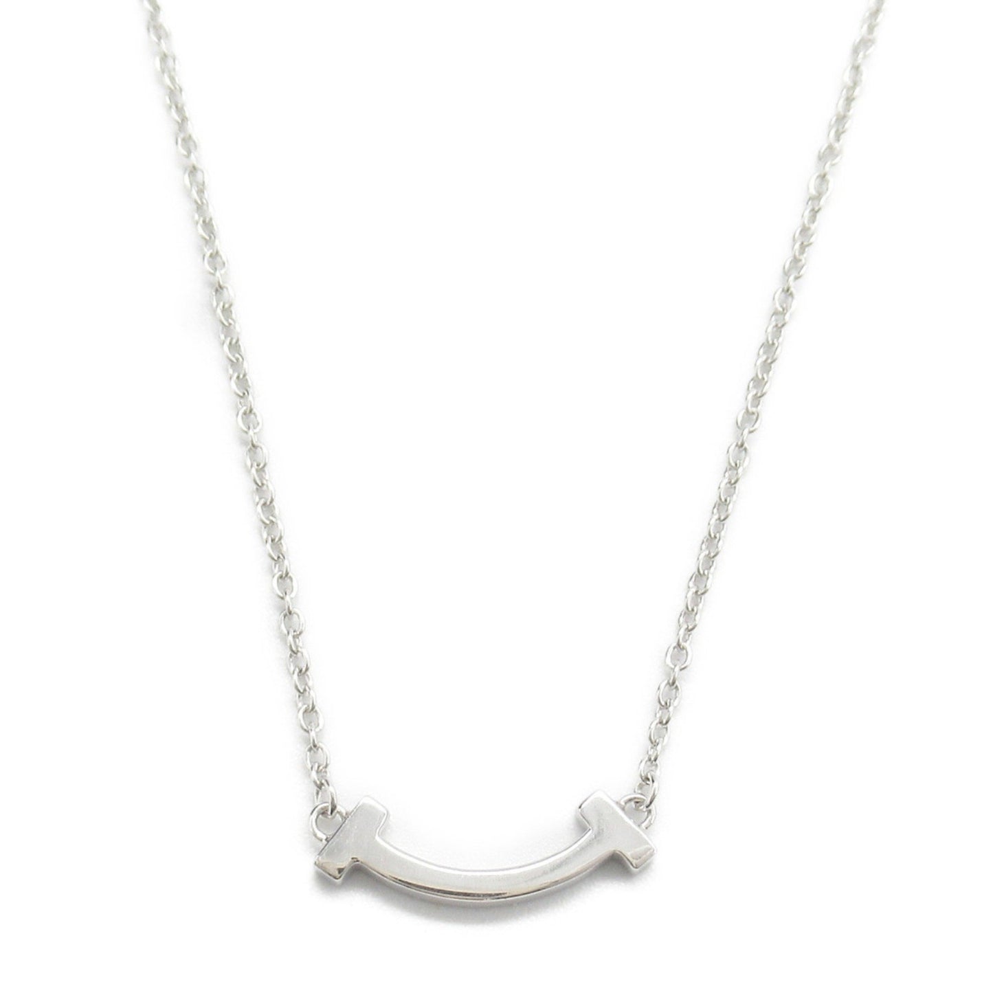 Tiffany & Co T Smile, Silver, White Gold, necklace