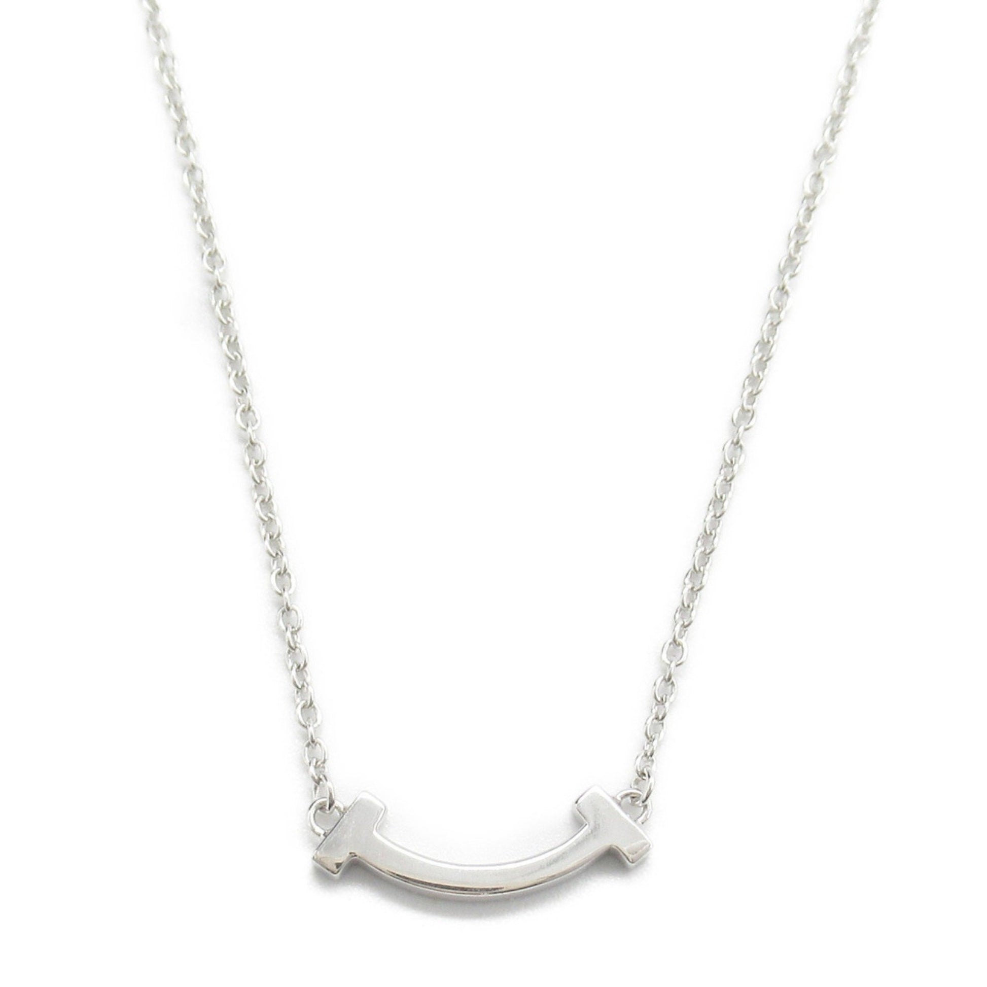 Tiffany & Co T Smile, Silver, White Gold, necklace