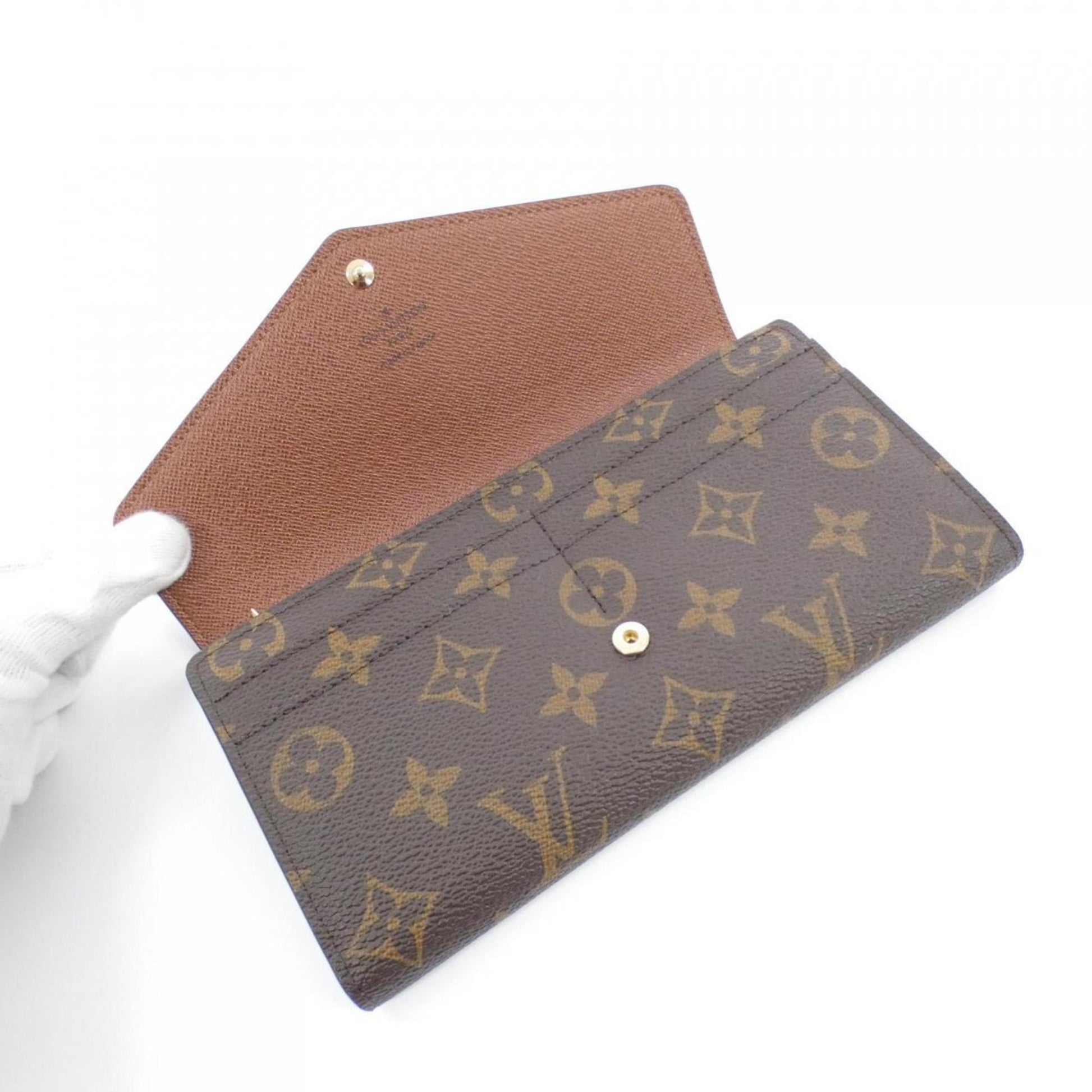 Louis Vuitton Sarah, Brown, Canvas, wallet