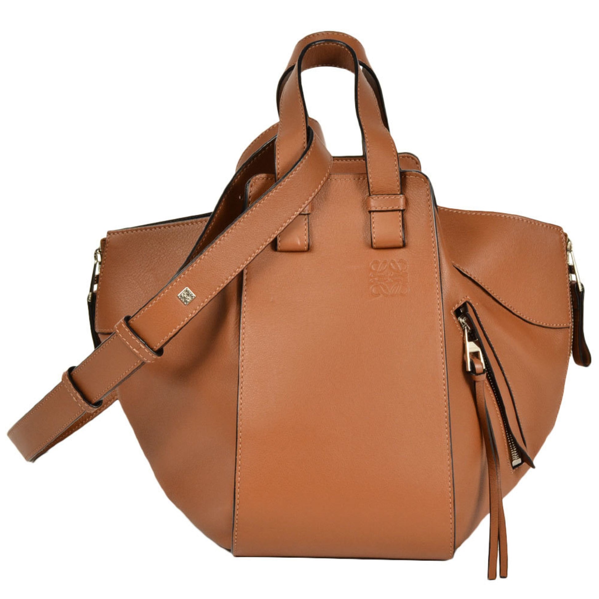 Loewe Hammock, Brown, Leather, handbag