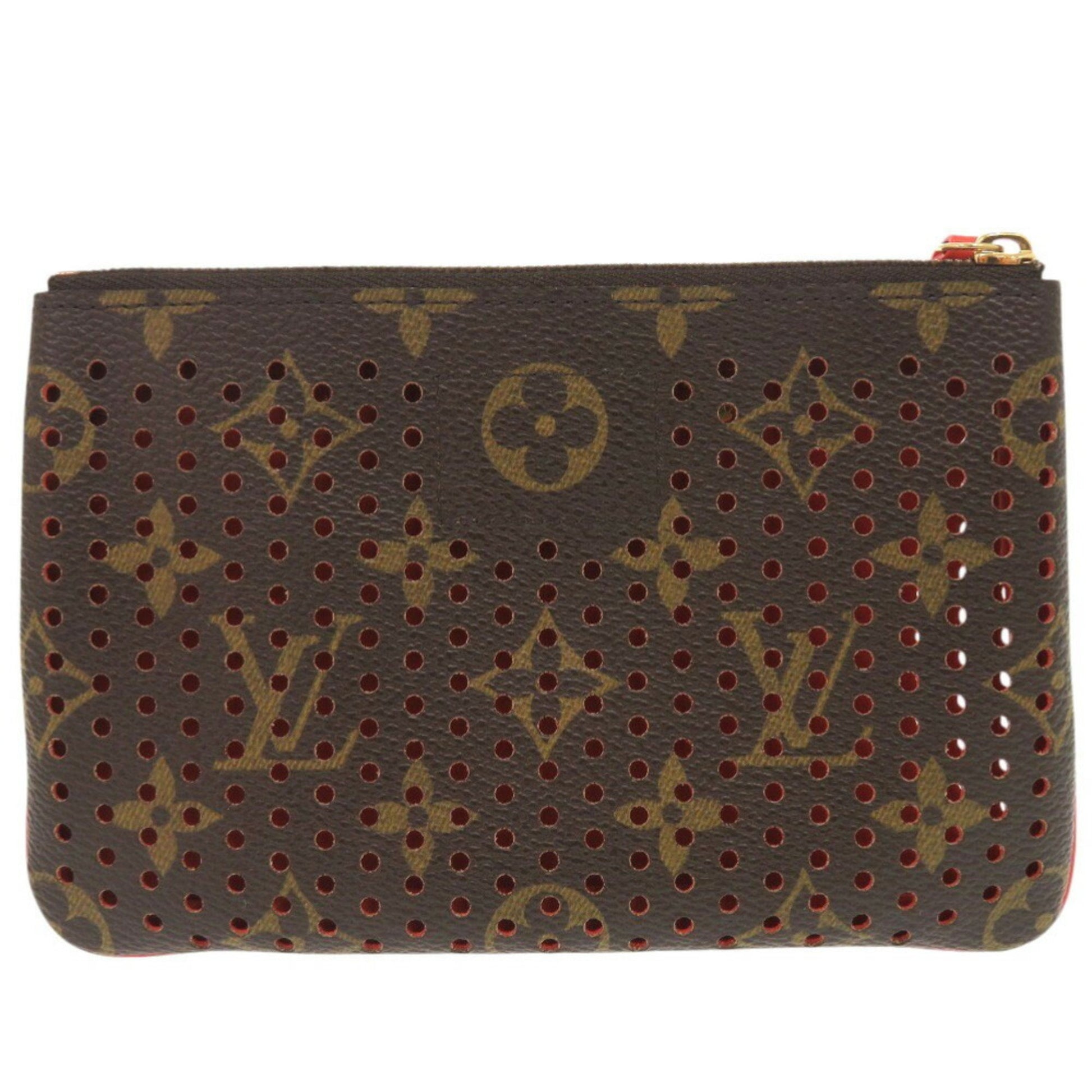 Louis Vuitton Pochette Clés, Brown, Canvas, clutch