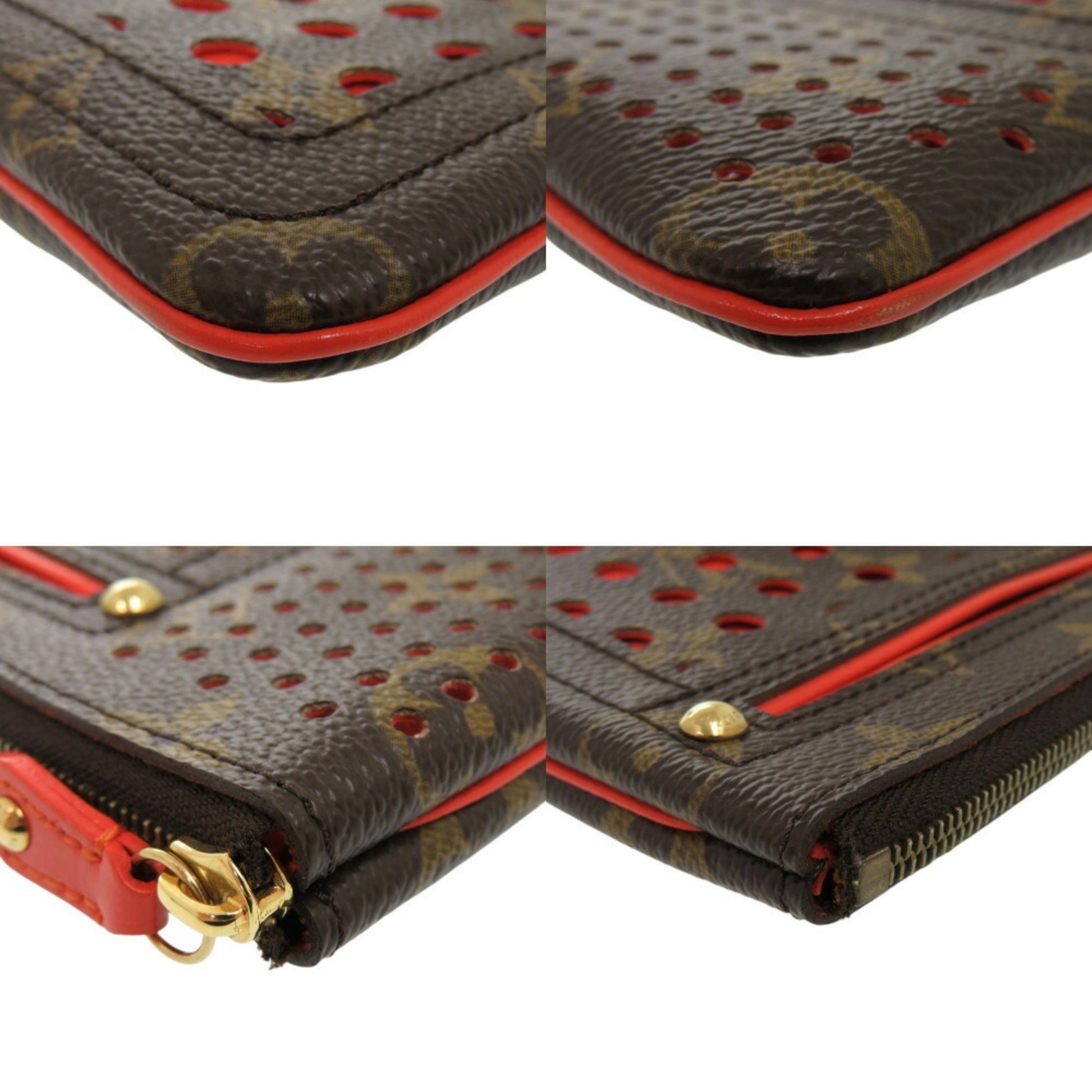 Louis Vuitton Pochette Clés, Brown, Canvas, clutch