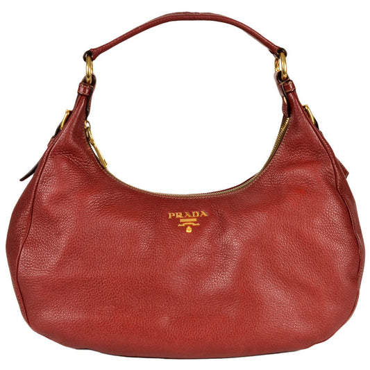 Prada Saffiano, Red, Leather, shoulder