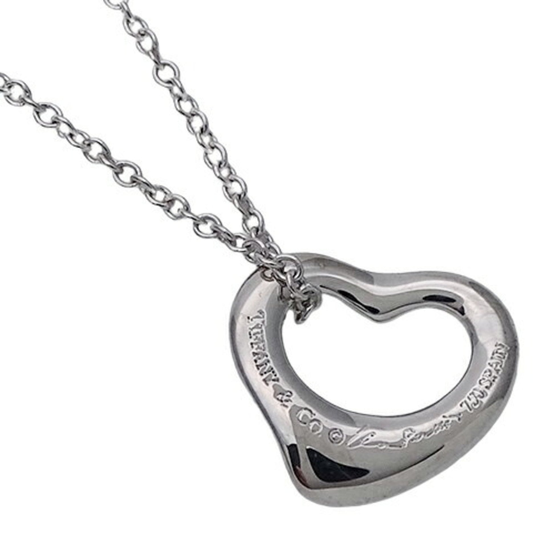 Tiffany & Co Open Heart, Silver, White Gold, necklace