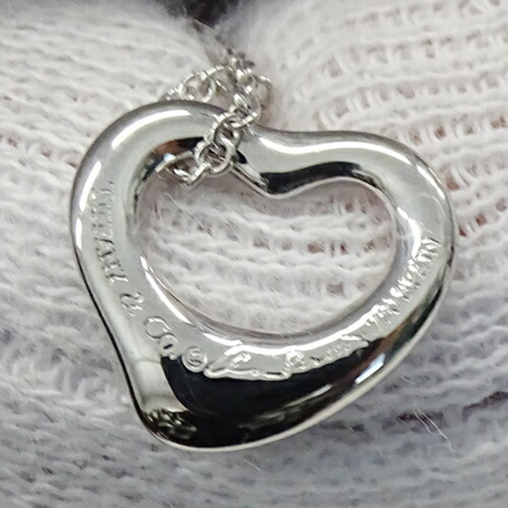 Tiffany & Co Open Heart, Silver, White Gold, necklace