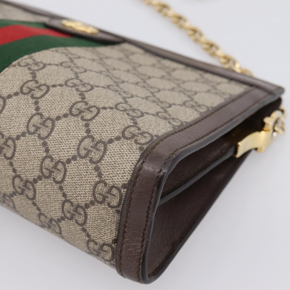 Gucci Ophidia Chain GG Coated Canvas, Beige, Canvas, Shoulder Bag