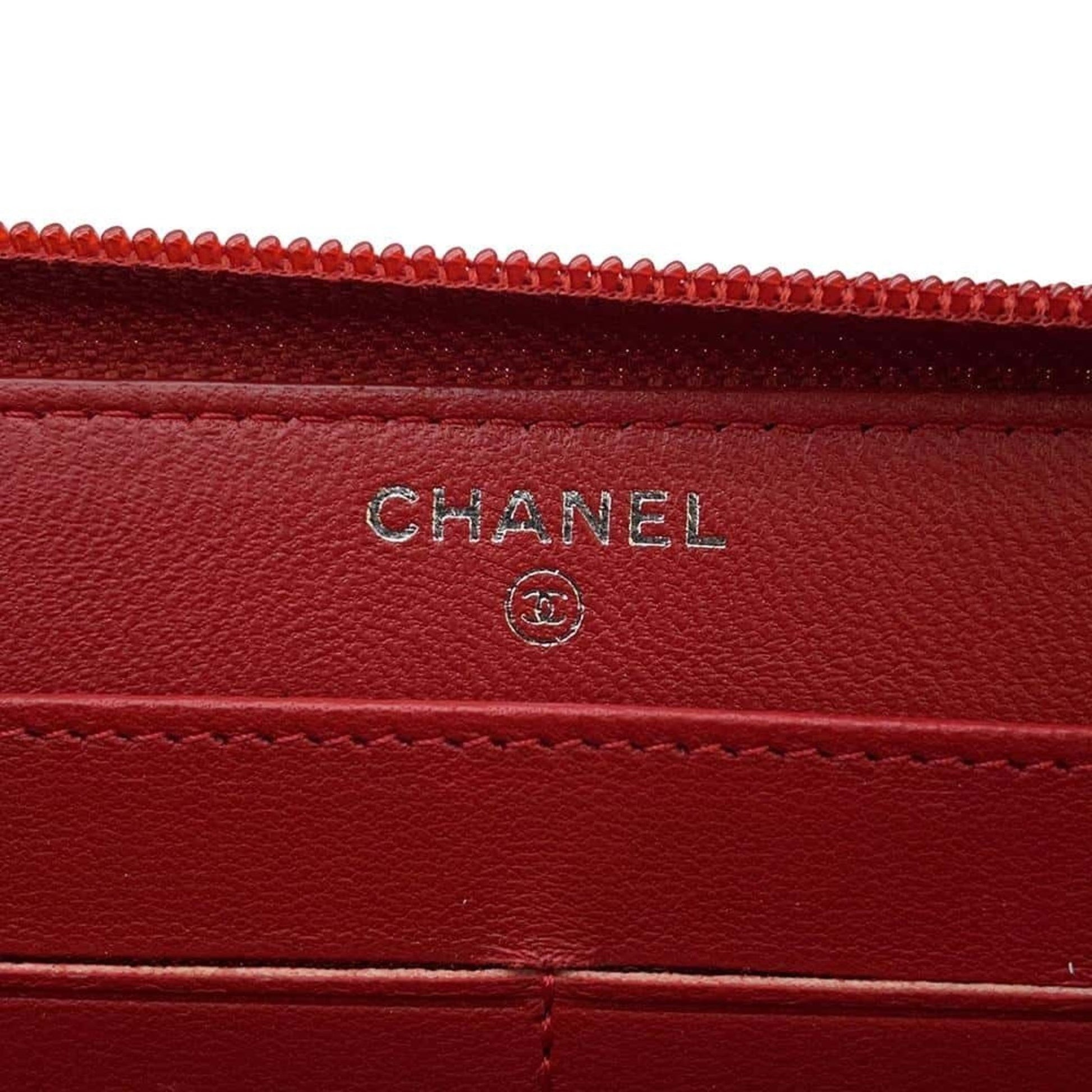 Chanel Boy, Red, Leather, wallet