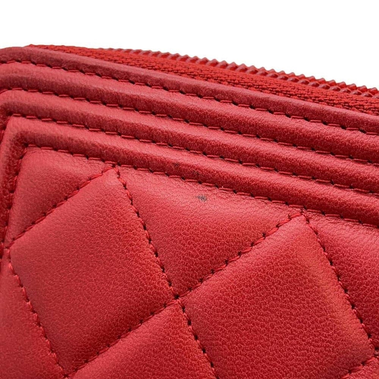 Chanel Boy, Red, Leather, wallet