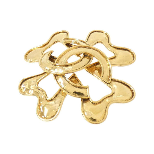 Chanel Clover, Gold, Gold Plated, brooch