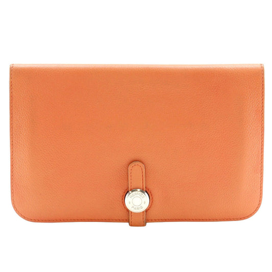 Hermès Dogon, Orange, Leather, wallet