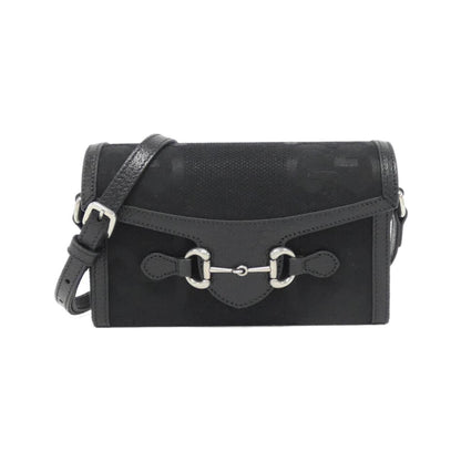 Gucci Horsebit, Black, Canvas, shoulder