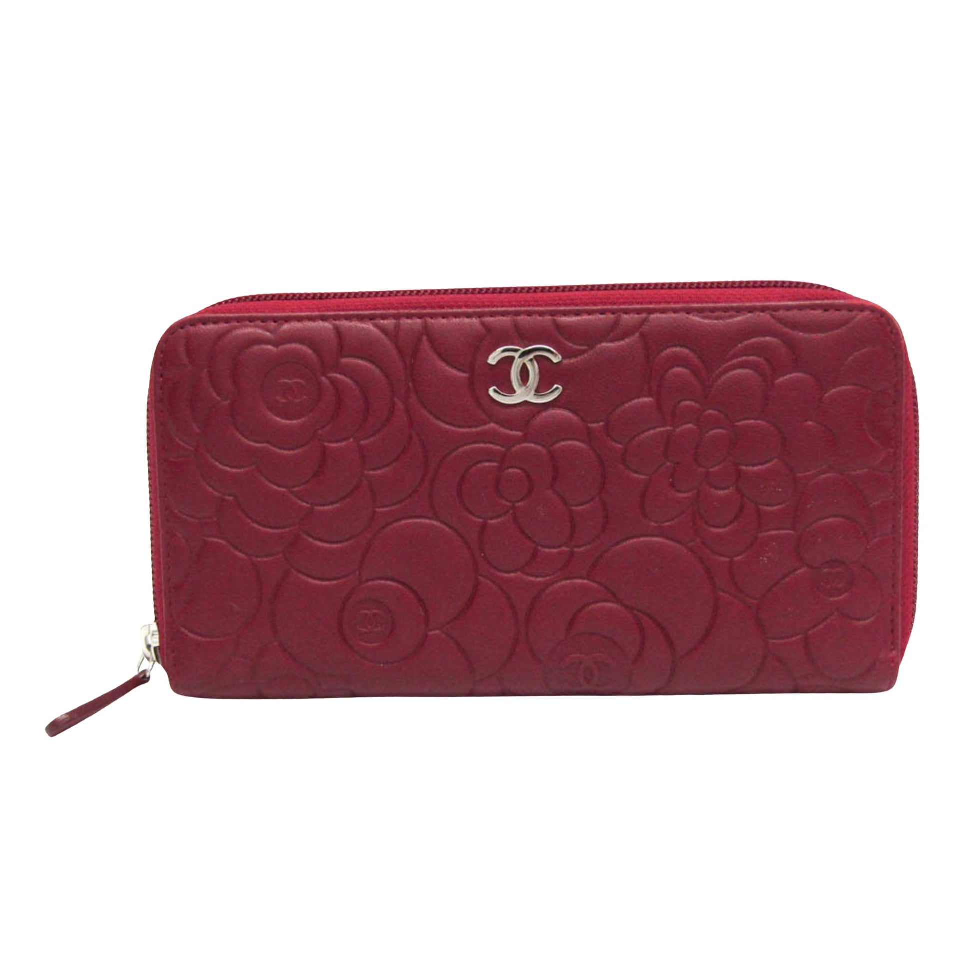 Chanel Camellia, Burgundy, Leather, wallet