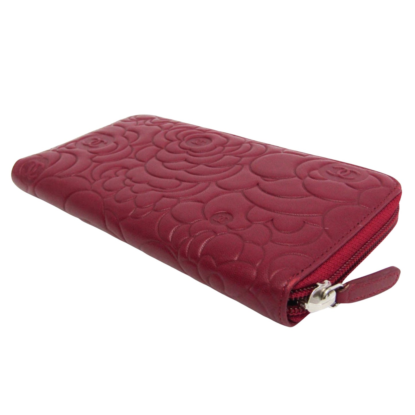 Chanel Camellia, Burgundy, Leather, wallet