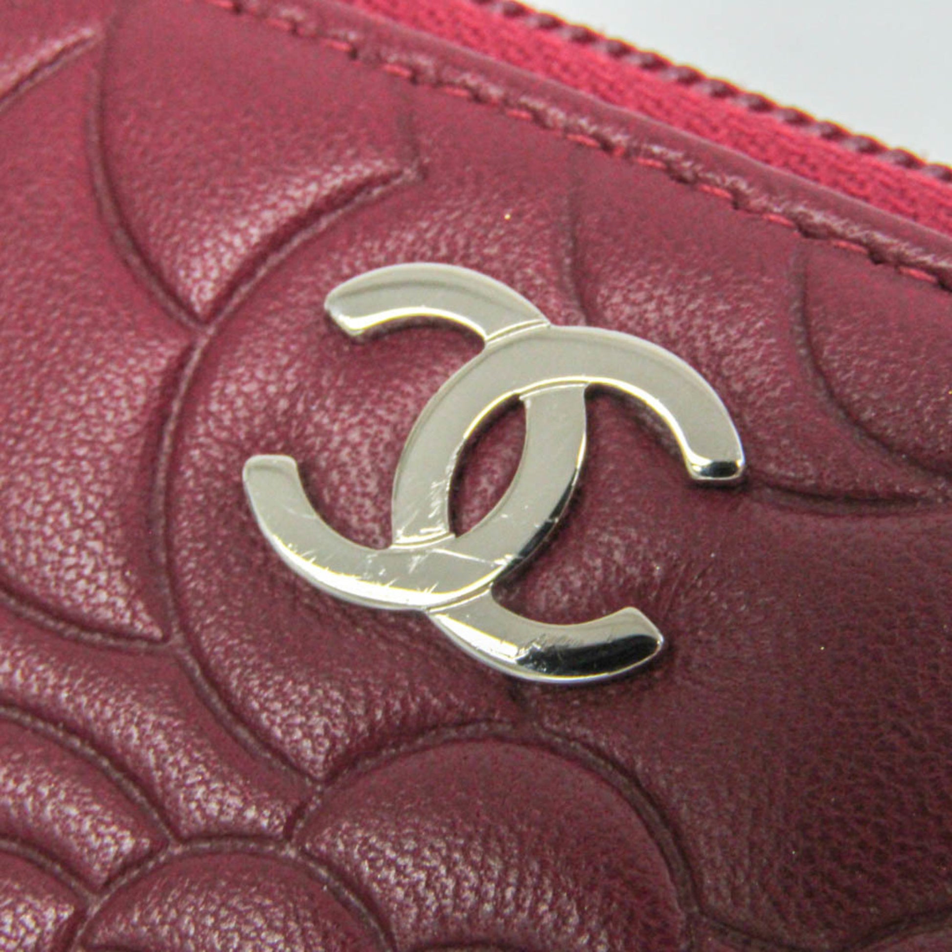 Chanel Camellia, Burgundy, Leather, wallet