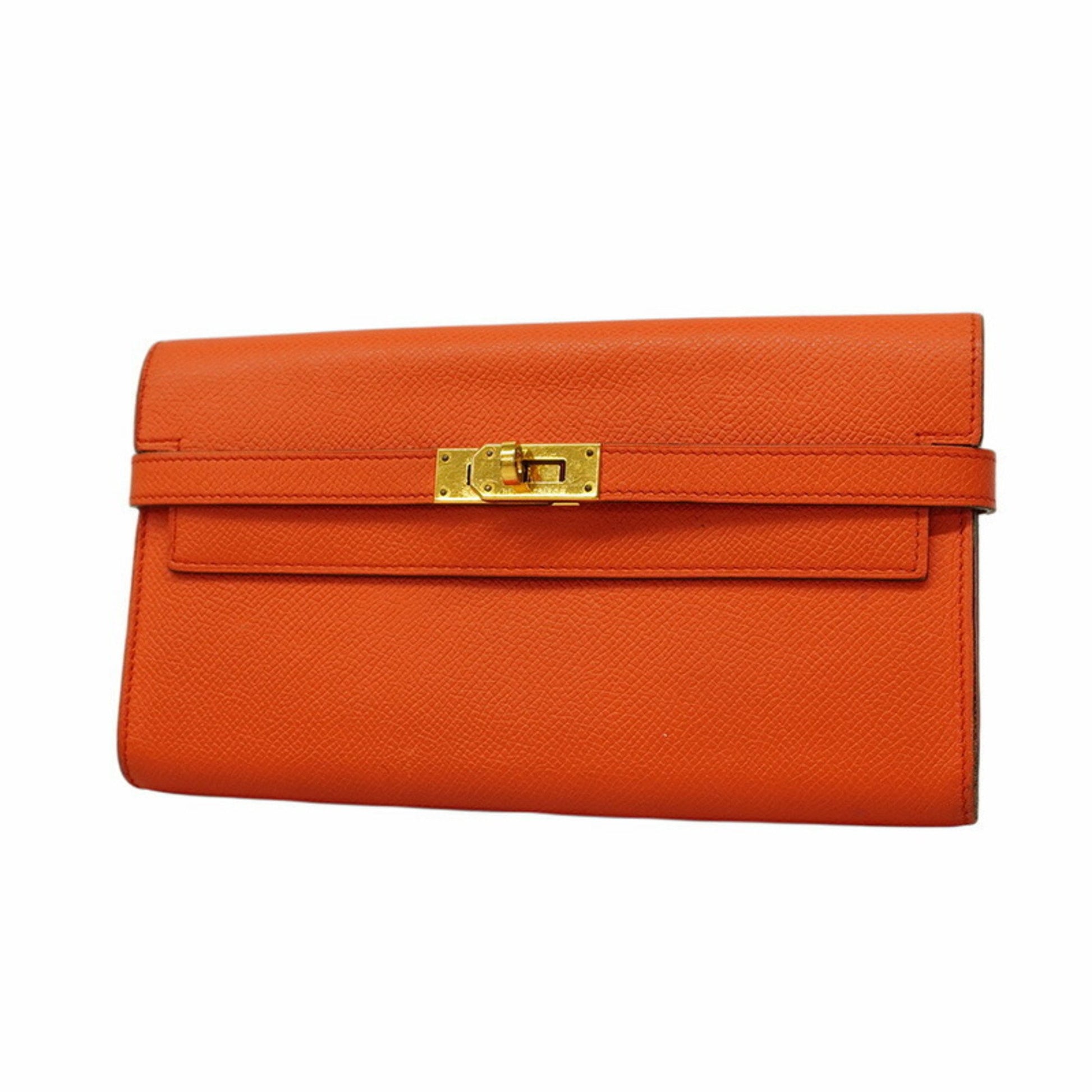 Hermès Kelly To Go, Orange, Leather, wallet