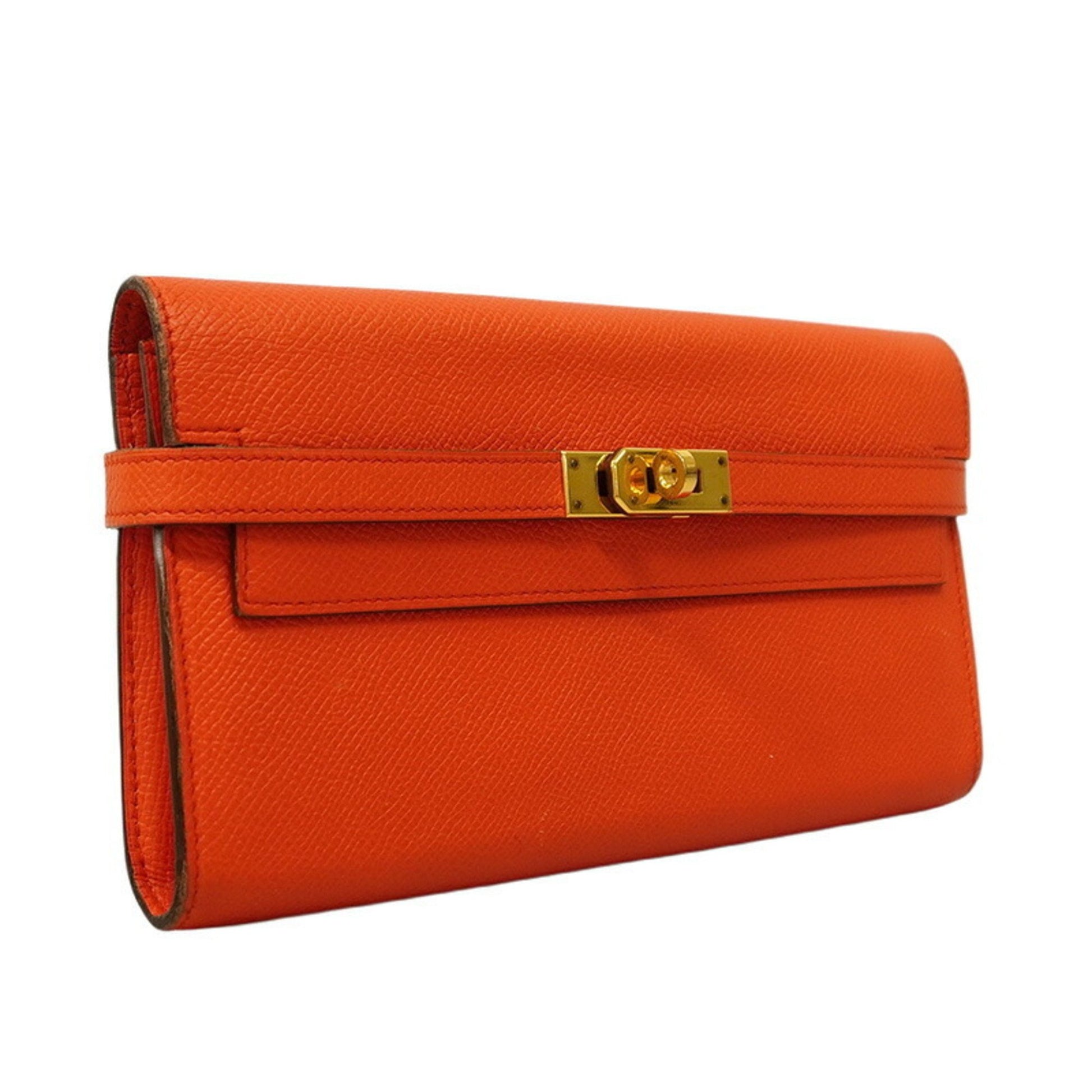 Hermès Kelly To Go, Orange, Leather, wallet