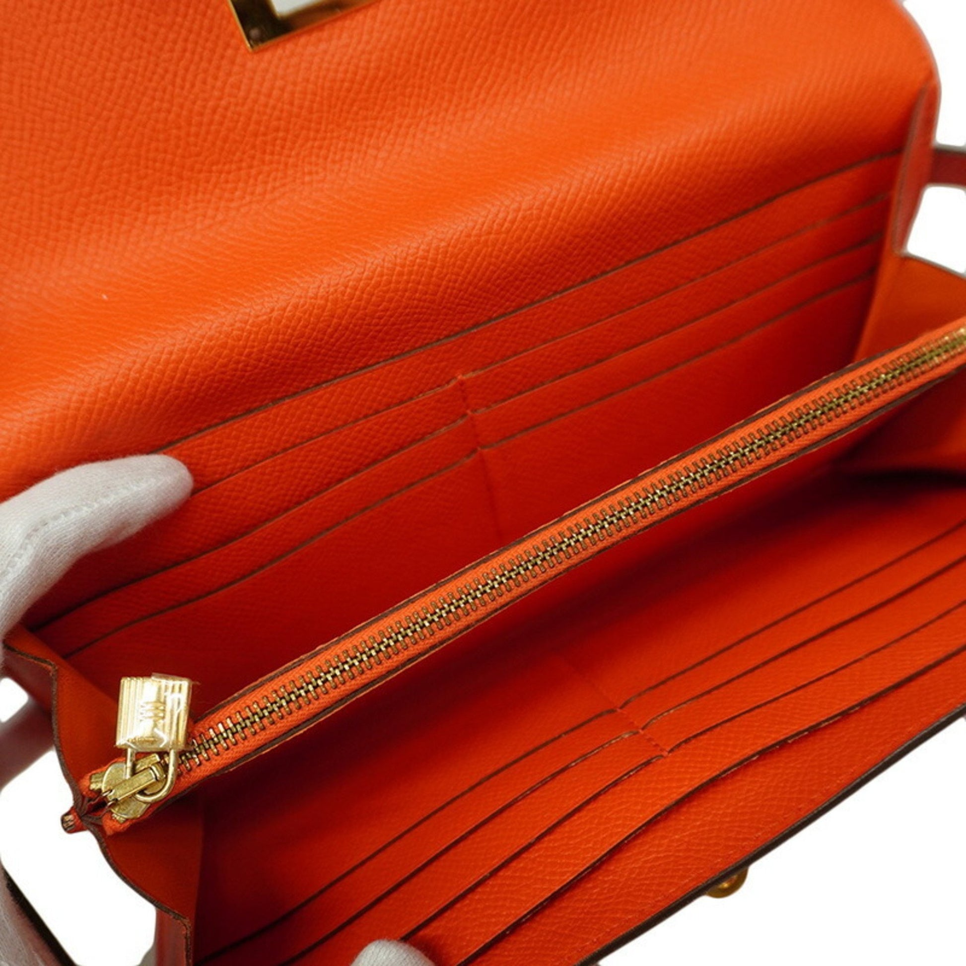 Hermès Kelly To Go, Orange, Leather, wallet