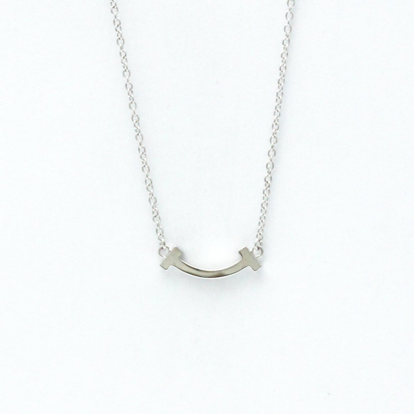 Tiffany & Co T Smile, Silver, White Gold, necklace