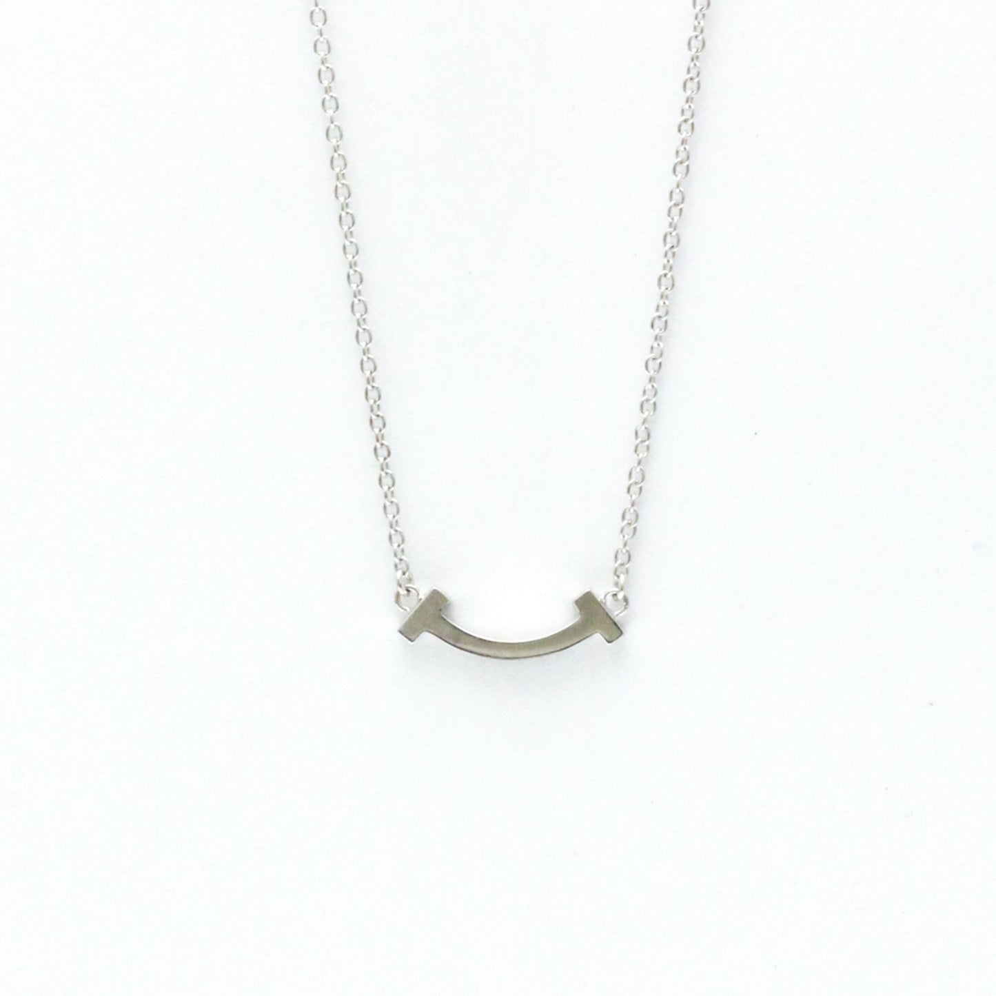 Tiffany & Co T Smile, Silver, White Gold, necklace