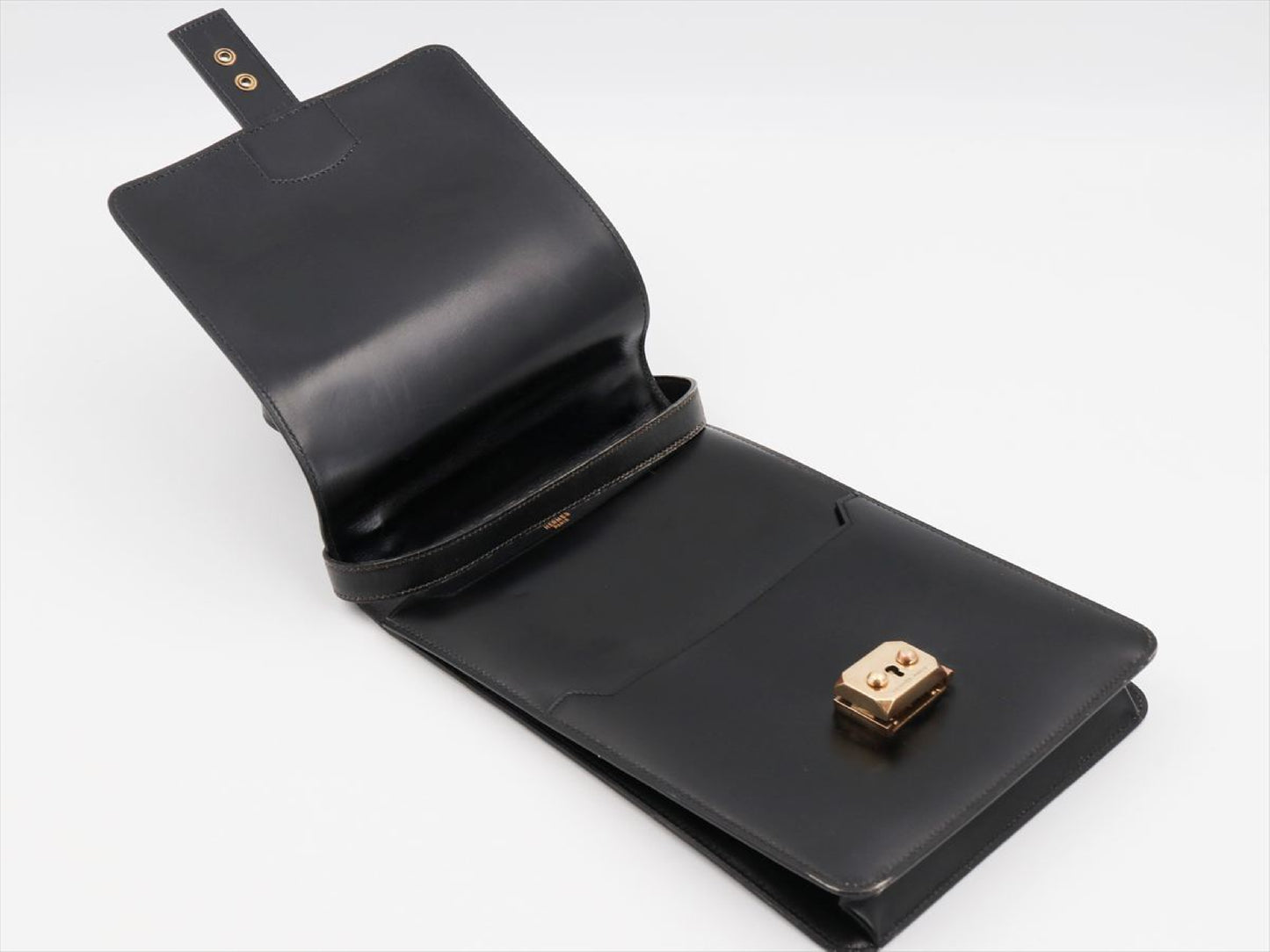 Hermes Depeche Shoulder Bag Courchevel, Black, Leather, Shoulder Bag