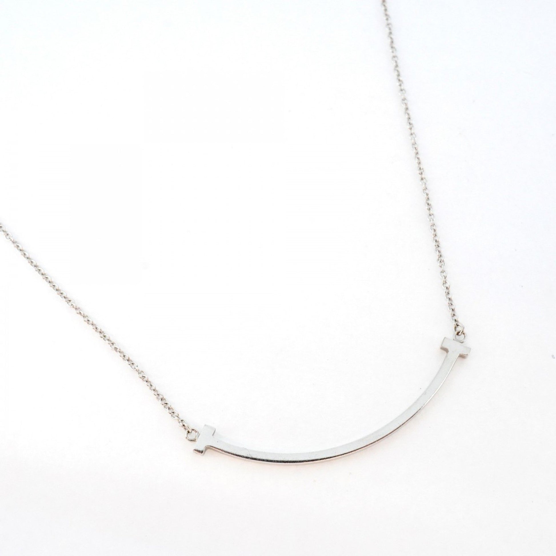 Tiffany & Co T Smile, Silver, White Gold, necklace