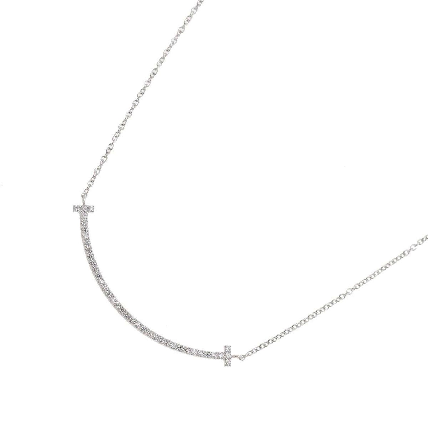 Tiffany & Co T Smile, Silver, White Gold, necklace