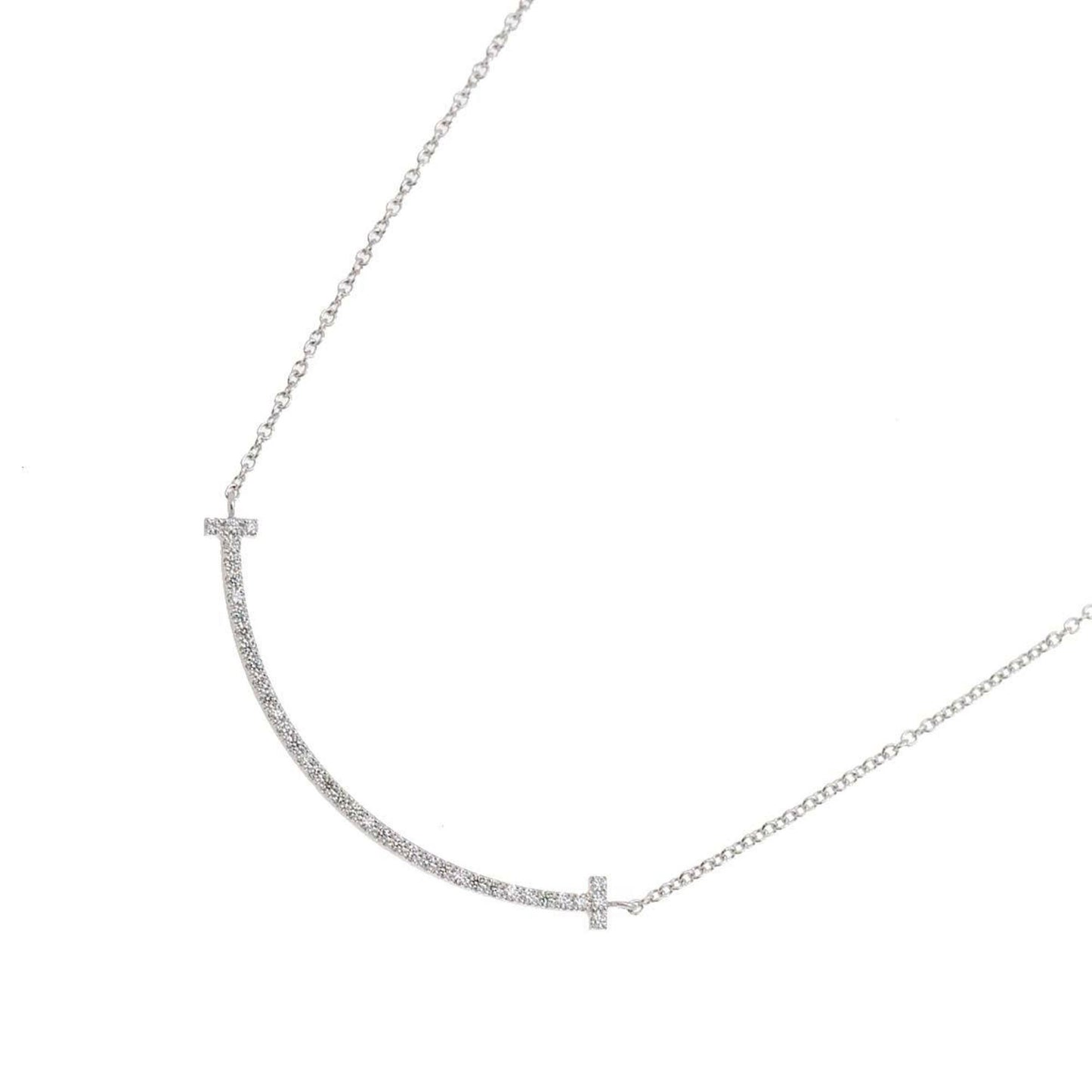 Tiffany & Co T Smile, Silver, White Gold, necklace