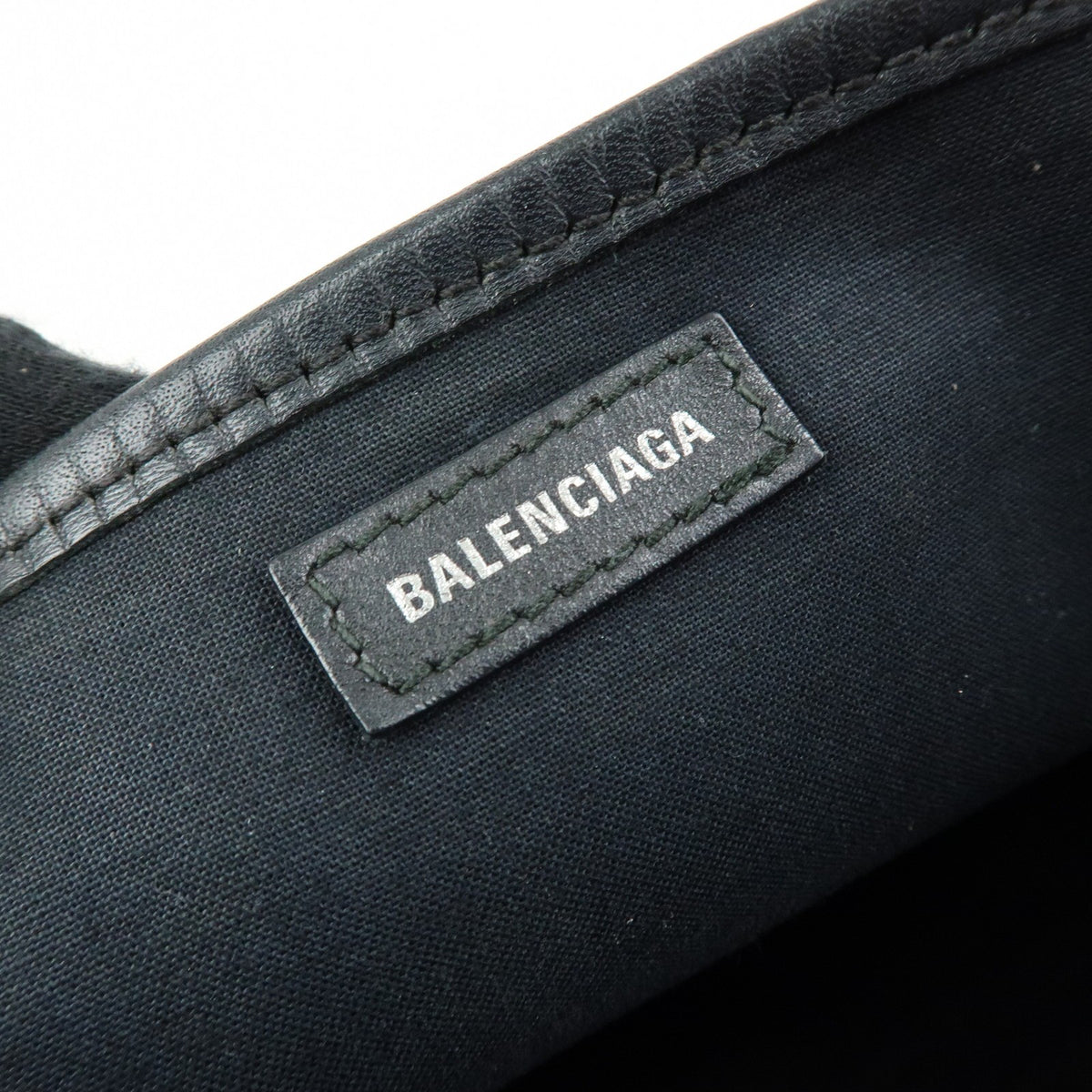 Balenciaga Navy Cabas Canvas with Leather, Black, Canvas, Tote Bag
