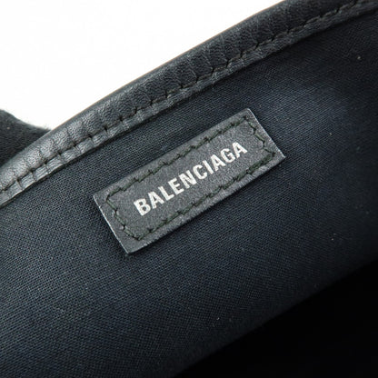 Balenciaga Navy Cabas Canvas with Leather, Black, Canvas, Tote Bag