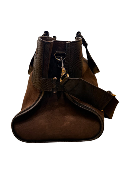 Cartier Marcello Leather, Brown, Suede, Handbag