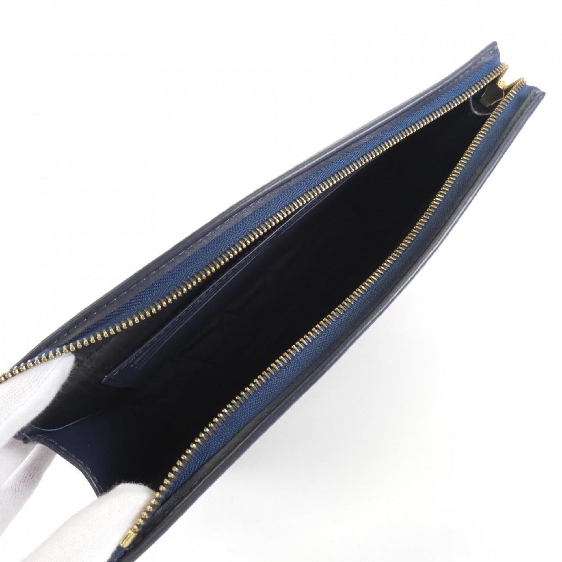 Louis Vuitton Pochette voyage, Blue, Leather, clutch
