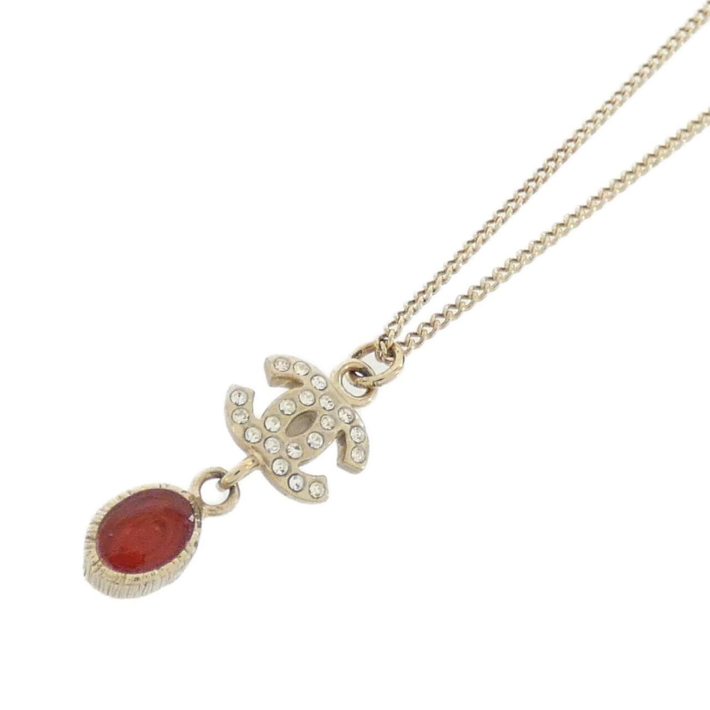 Chanel Coco Mark, Red, Gold Plated, necklace