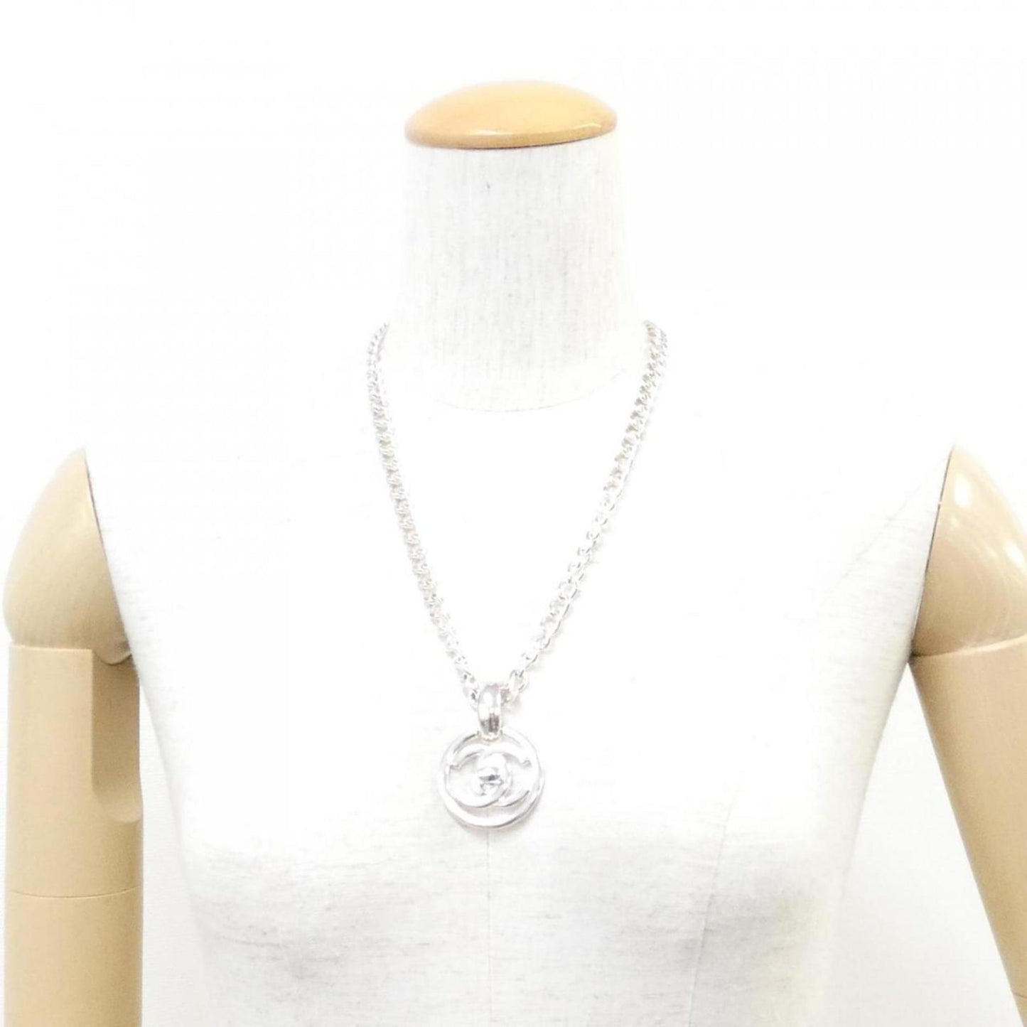 Chanel Logo CC, Silver, Metal, necklace