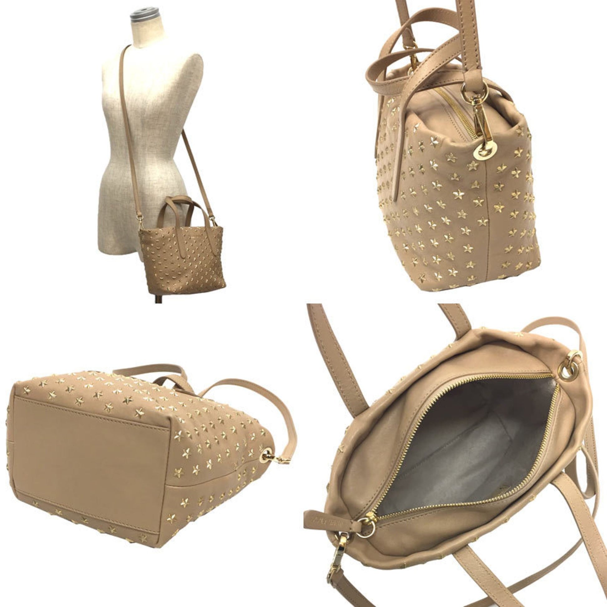 Jimmy Choo, Gold, Leather, handbag