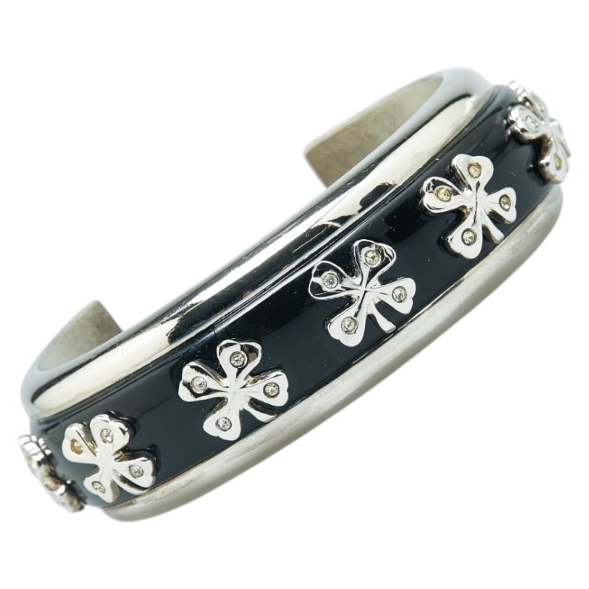 Chanel Clover, Black, Metal, bracelet