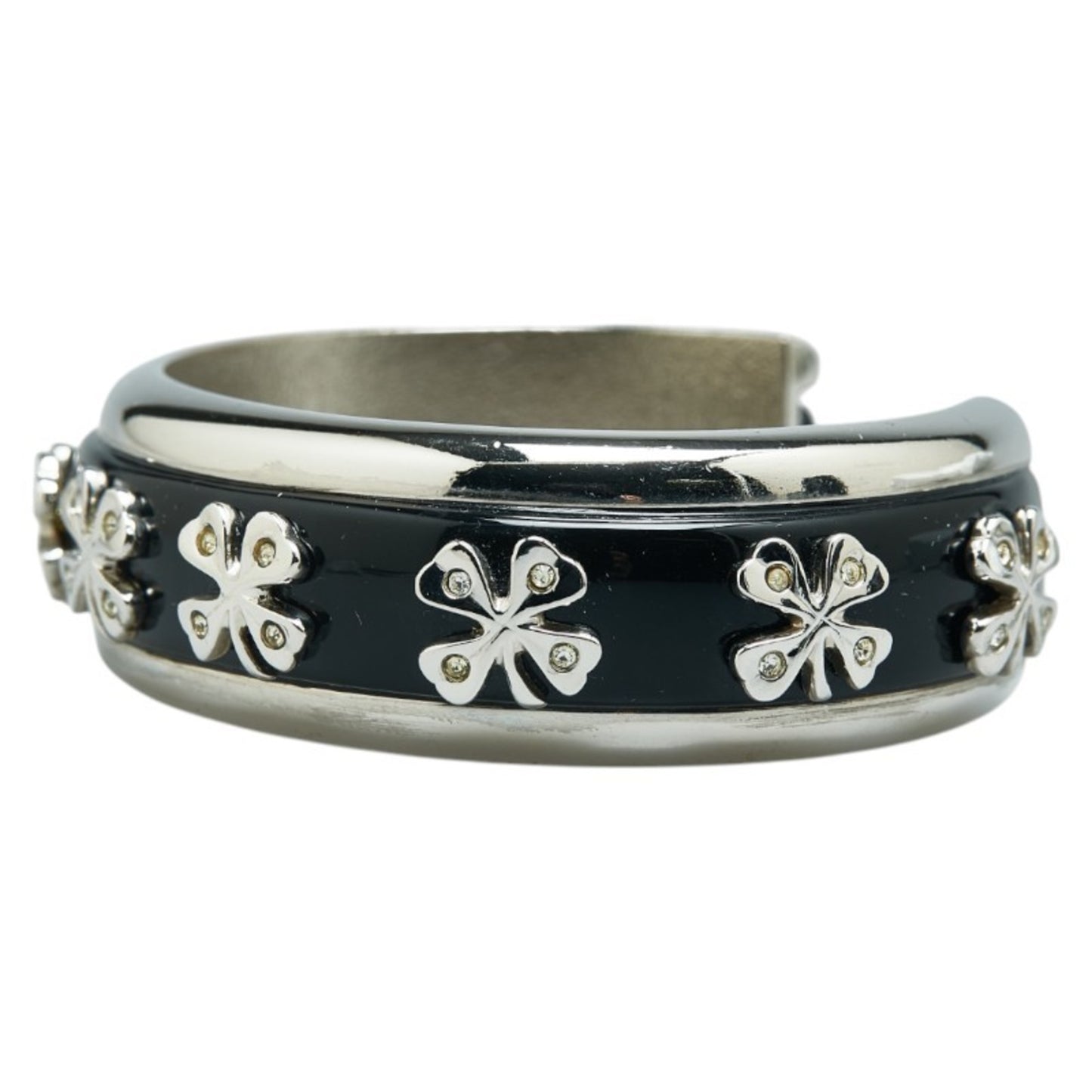 Chanel Clover, Black, Metal, bracelet