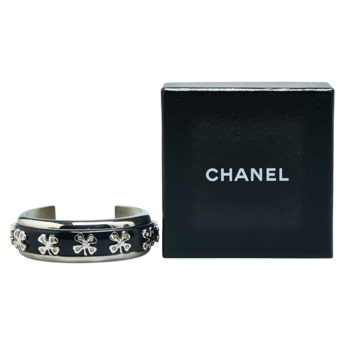 Chanel Clover, Black, Metal, bracelet