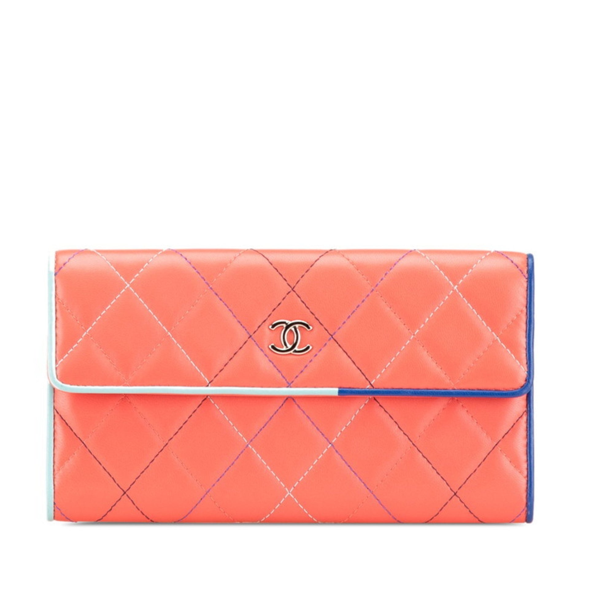 Chanel Coco Mark, Orange, Leather, wallet