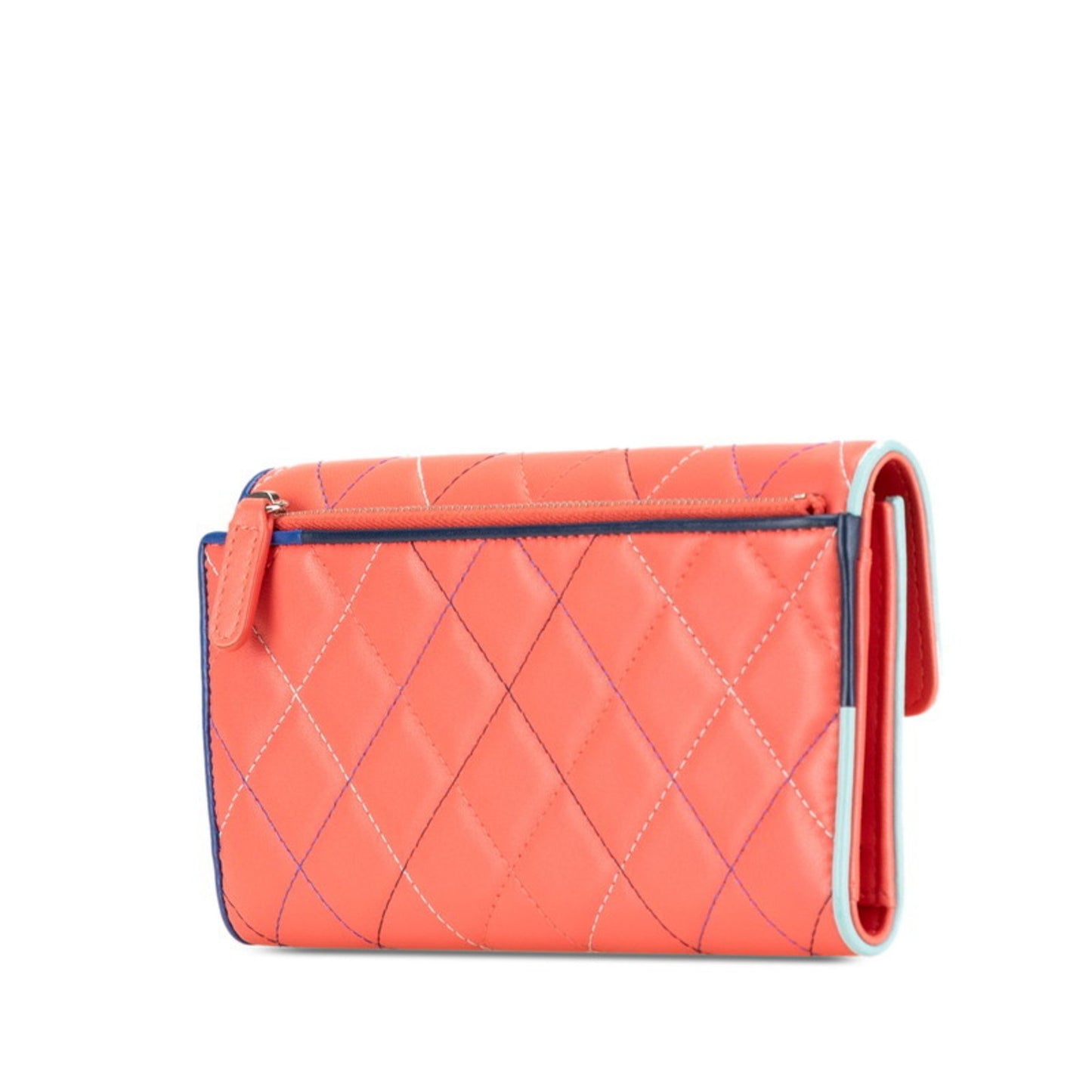 Chanel Coco Mark, Orange, Leather, wallet