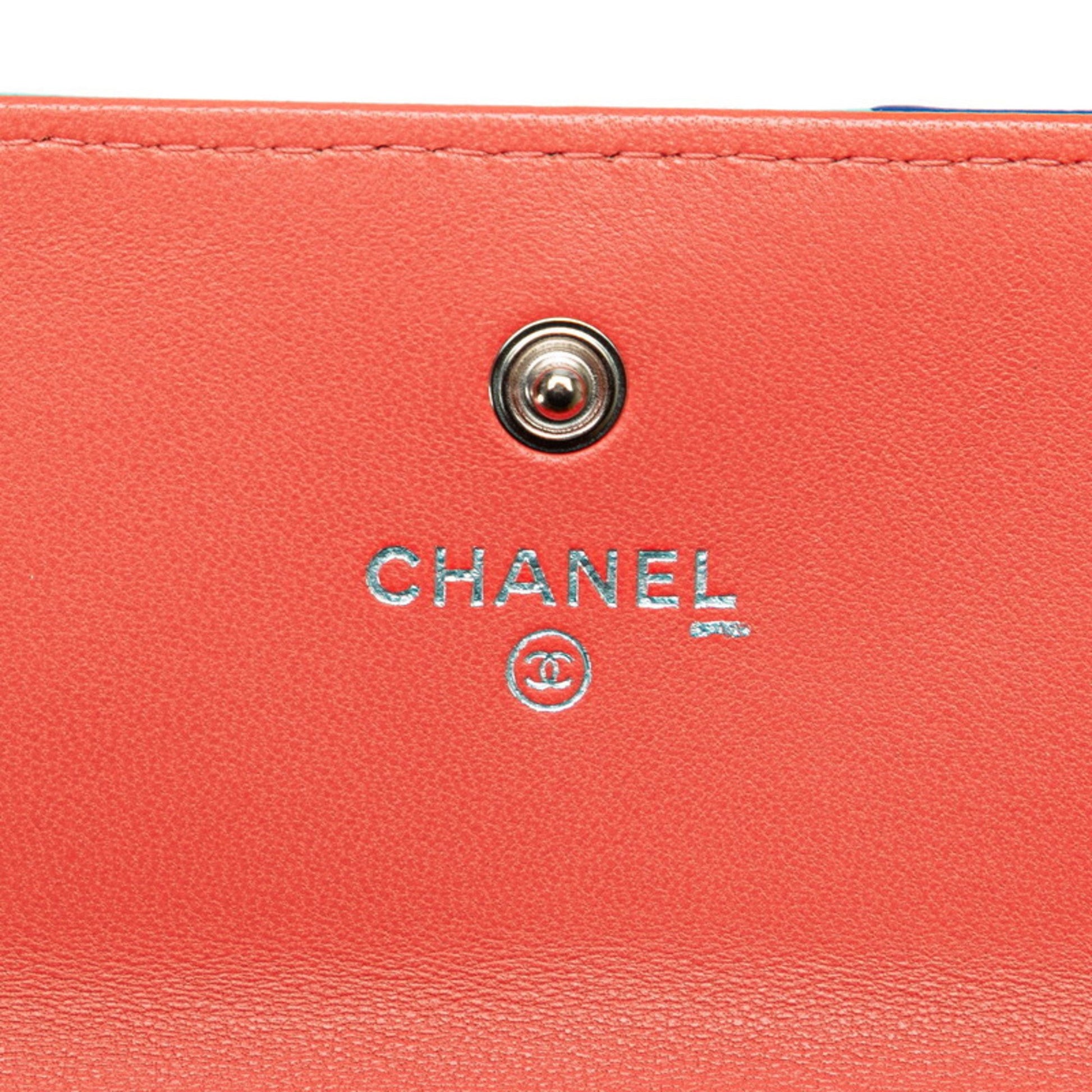 Chanel Coco Mark, Orange, Leather, wallet