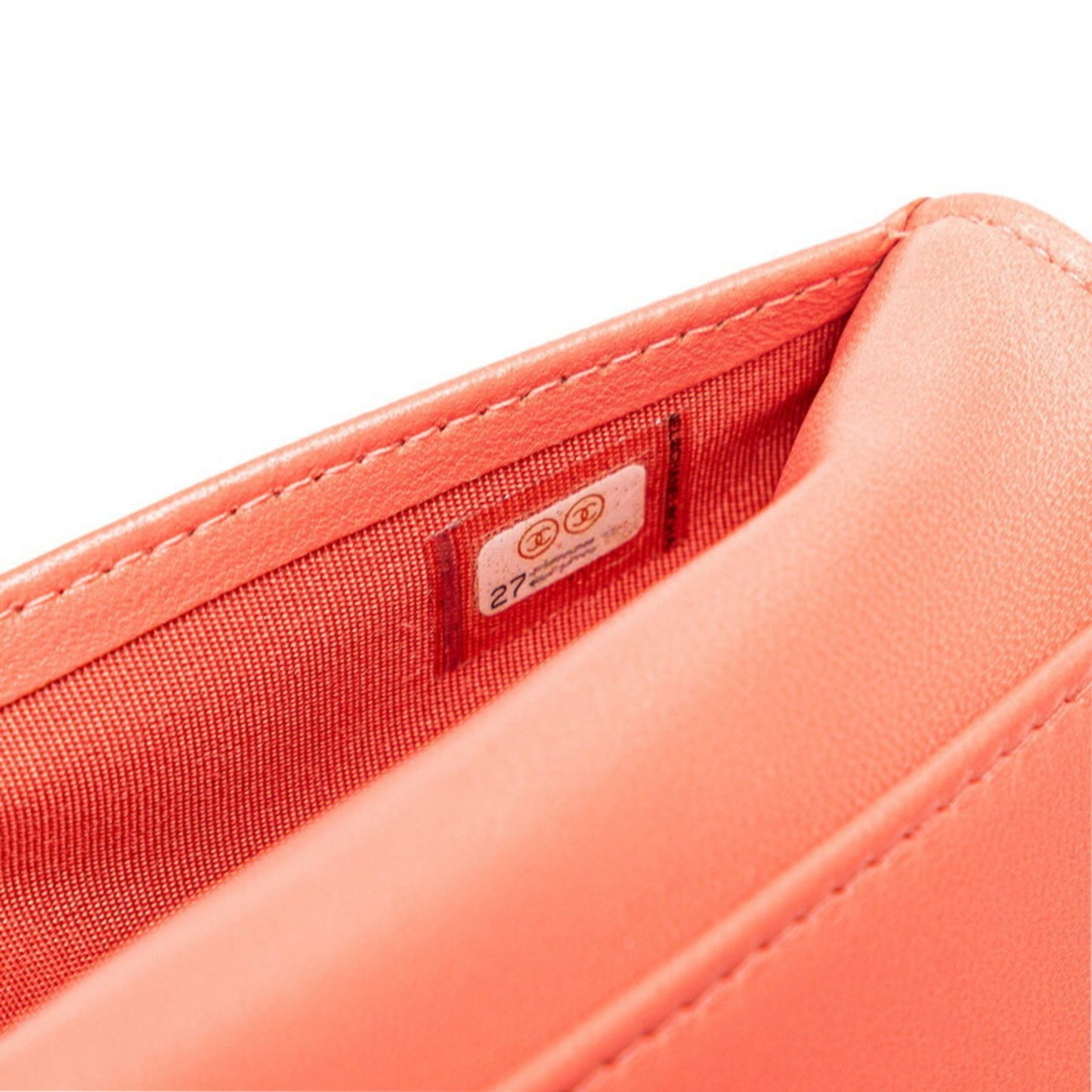 Chanel Coco Mark, Orange, Leather, wallet