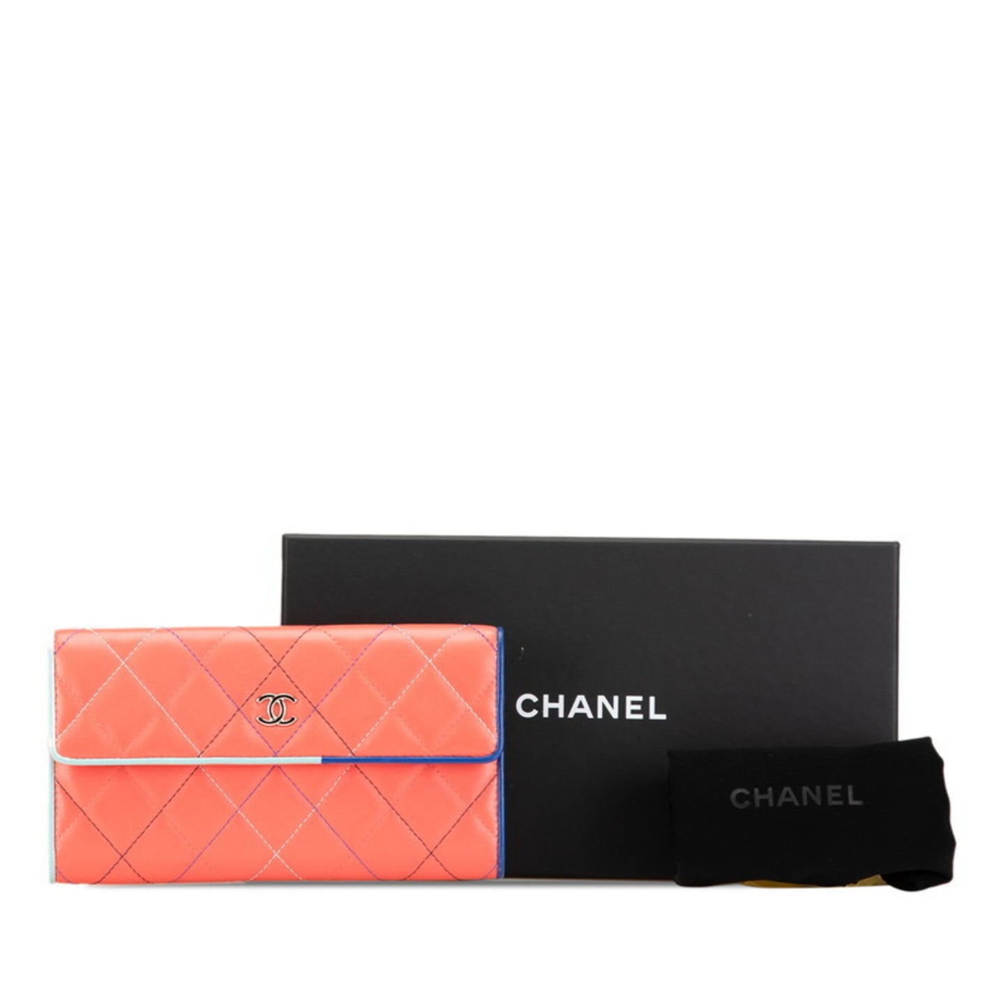 Chanel Coco Mark, Orange, Leather, wallet